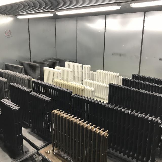 cast iron radiators in curing booth June 2018
