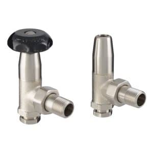 Meriden Manual Radiator Valve Set - Satin Nickel