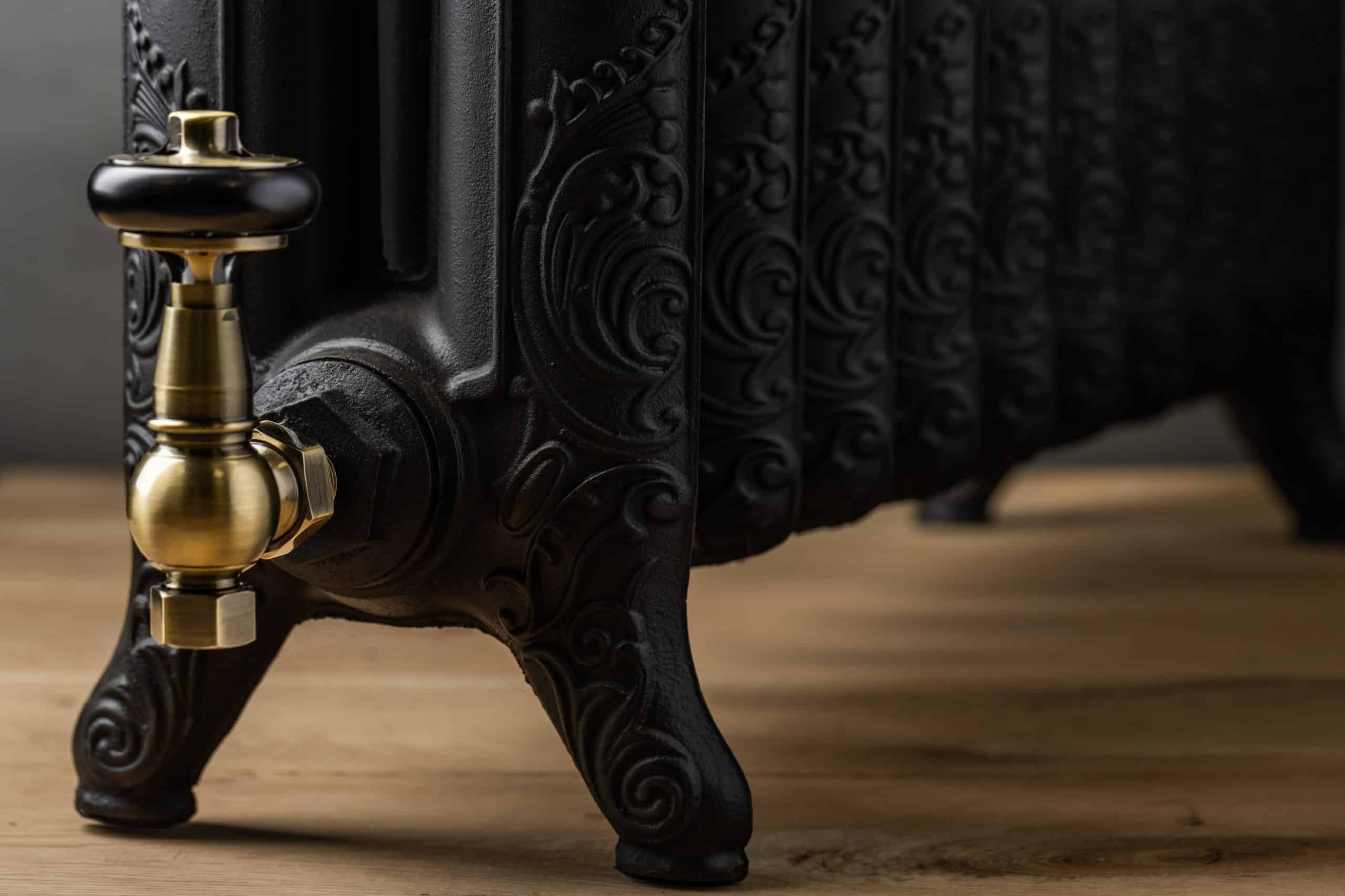 Elegant black cast iron radiator detail